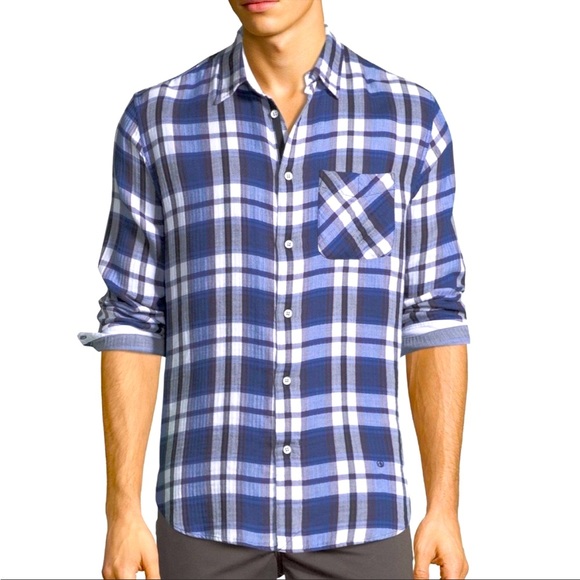 rag & bone Other - Rag & Bone Blue Plaid Beach Shirt Fit 3 Sz Mens L